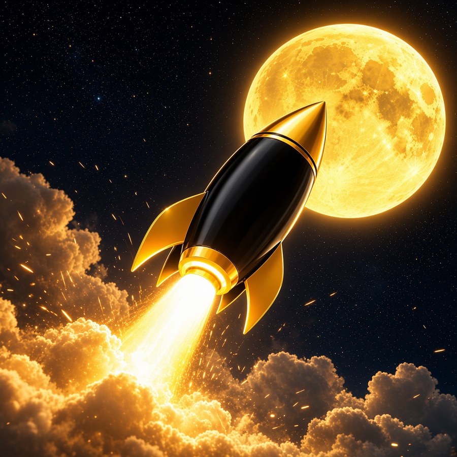 The rocket bursting through a break in the clouds